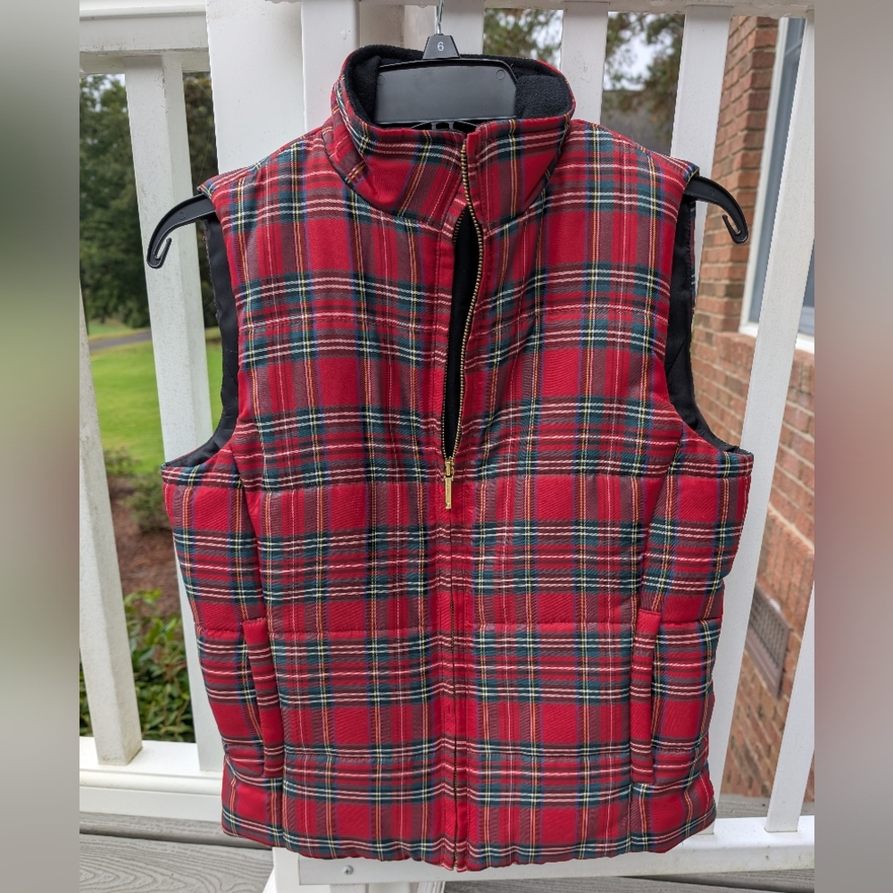 Chaps Red Plaid  Vest Sz S